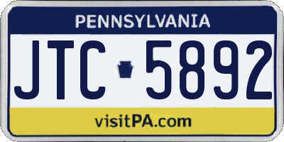 PA license plate JTC5892