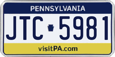 PA license plate JTC5981