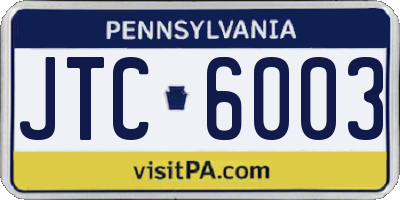PA license plate JTC6003