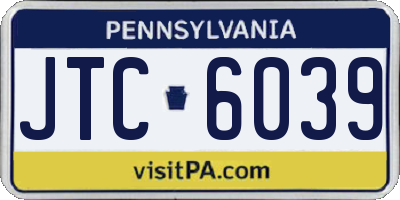 PA license plate JTC6039
