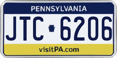PA license plate JTC6206