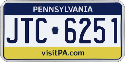 PA license plate JTC6251