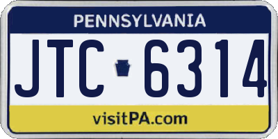 PA license plate JTC6314