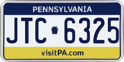 PA license plate JTC6325