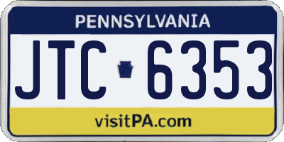 PA license plate JTC6353