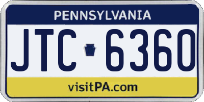 PA license plate JTC6360