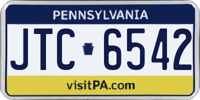 PA license plate JTC6542