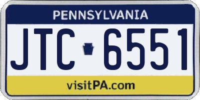 PA license plate JTC6551