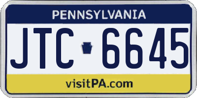 PA license plate JTC6645