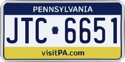 PA license plate JTC6651