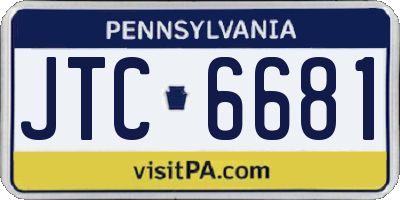 PA license plate JTC6681