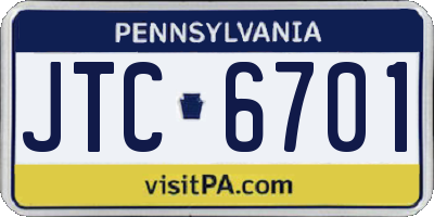PA license plate JTC6701