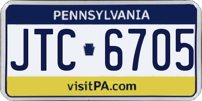 PA license plate JTC6705