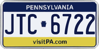 PA license plate JTC6722