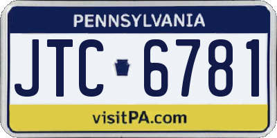 PA license plate JTC6781