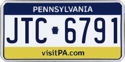 PA license plate JTC6791