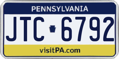 PA license plate JTC6792