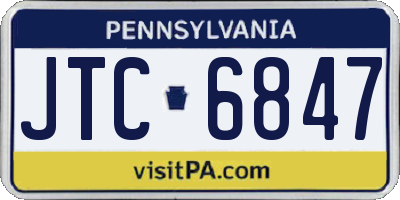 PA license plate JTC6847