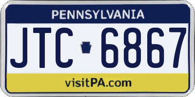 PA license plate JTC6867