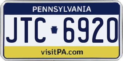 PA license plate JTC6920