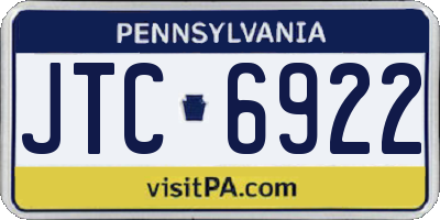 PA license plate JTC6922