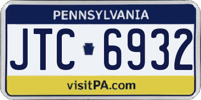PA license plate JTC6932