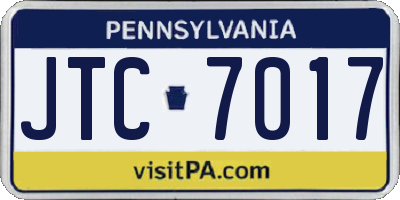 PA license plate JTC7017