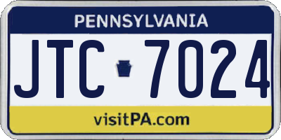PA license plate JTC7024