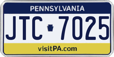 PA license plate JTC7025