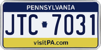 PA license plate JTC7031