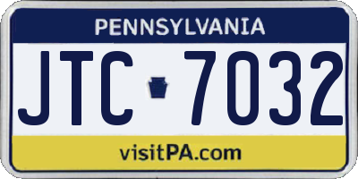 PA license plate JTC7032