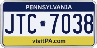 PA license plate JTC7038