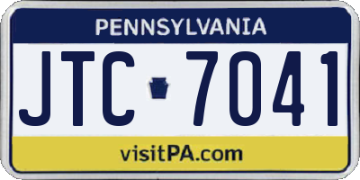 PA license plate JTC7041