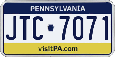 PA license plate JTC7071