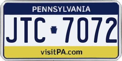 PA license plate JTC7072