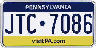 PA license plate JTC7086