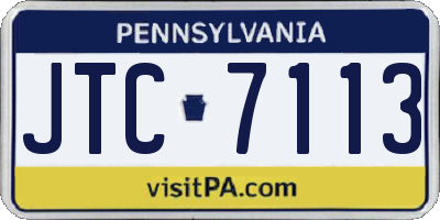 PA license plate JTC7113
