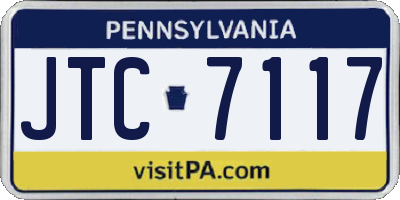 PA license plate JTC7117