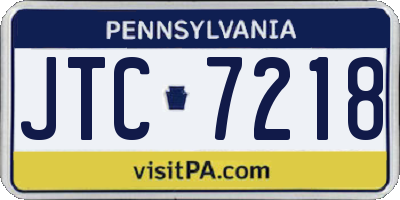 PA license plate JTC7218