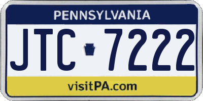 PA license plate JTC7222