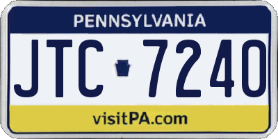 PA license plate JTC7240