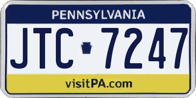 PA license plate JTC7247