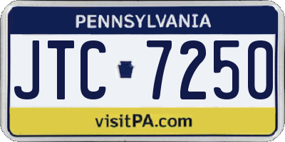 PA license plate JTC7250