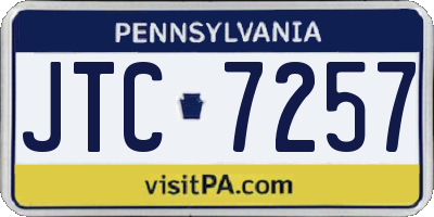 PA license plate JTC7257