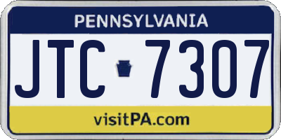 PA license plate JTC7307