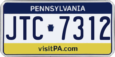 PA license plate JTC7312