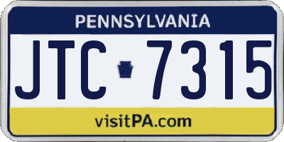PA license plate JTC7315