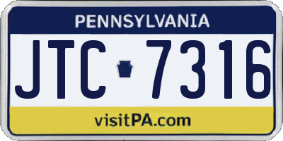 PA license plate JTC7316