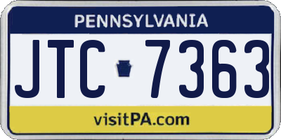 PA license plate JTC7363