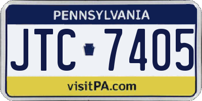 PA license plate JTC7405